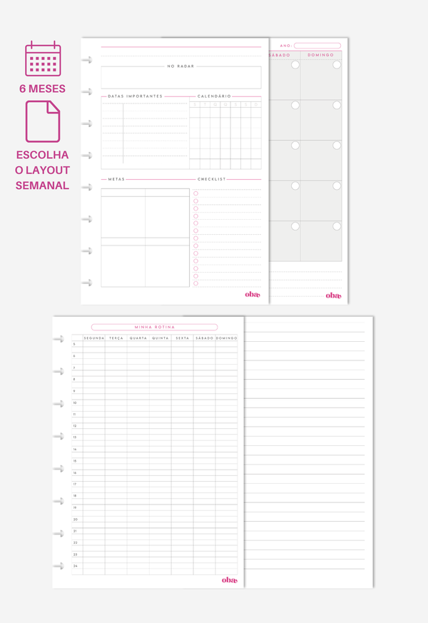 Miolo - Refil de Planner (6 MESES)