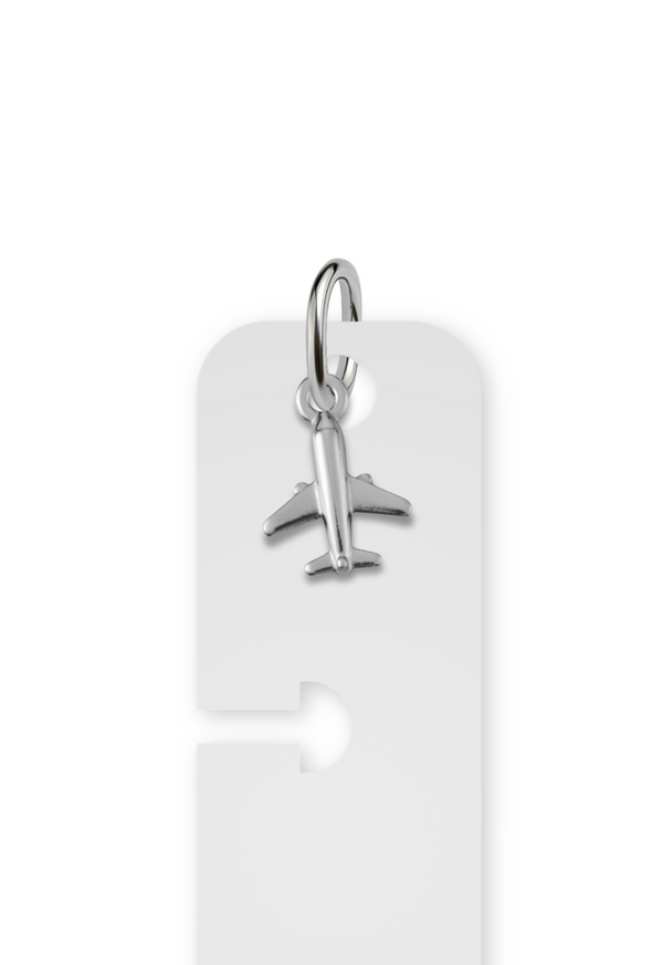 Charm Reposicionável Prateado - Avião