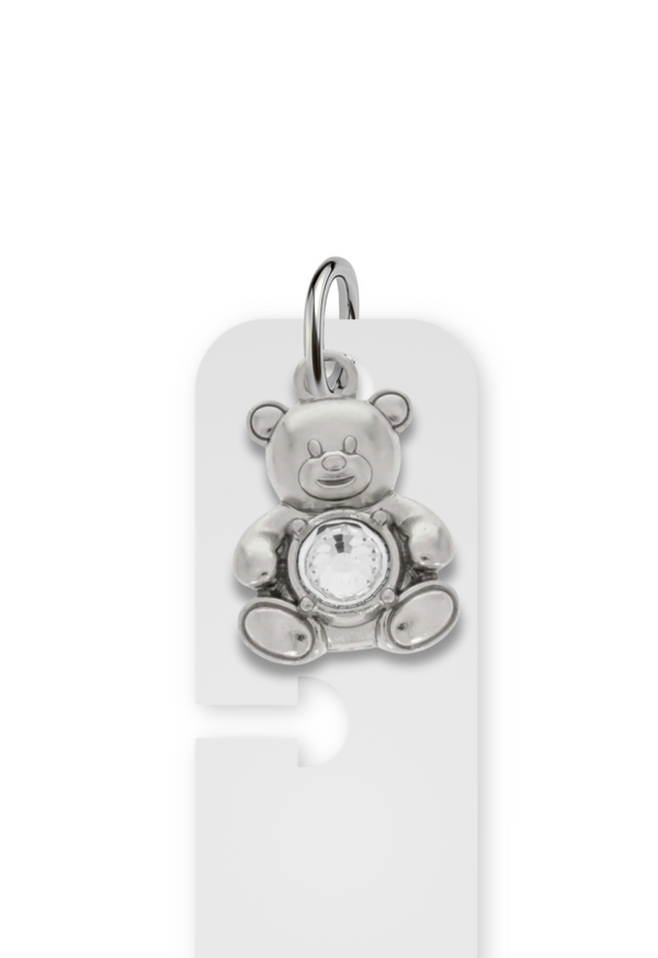 Charm Reposicionável Prateado - Urso Brilho