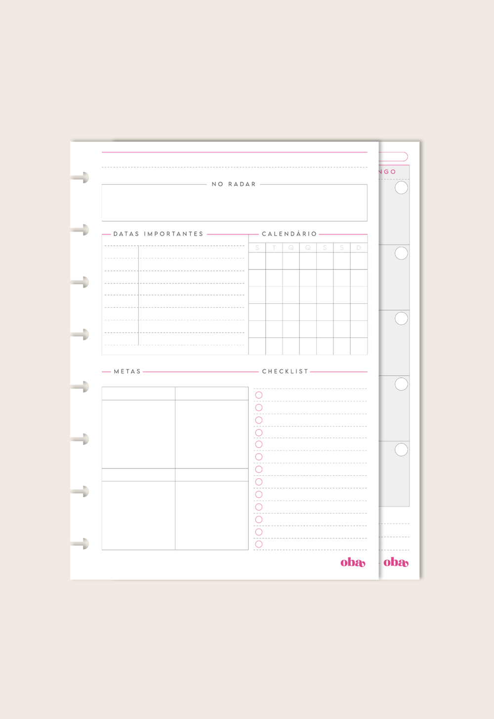 Refil Planner Mensal (6 meses)