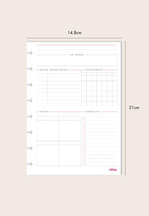Refil Planner Mensal (6 meses)