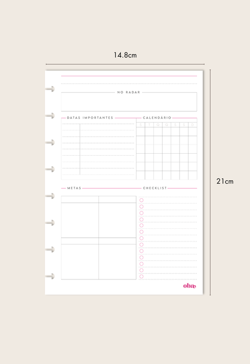 Refil Planner Mensal (6 meses)