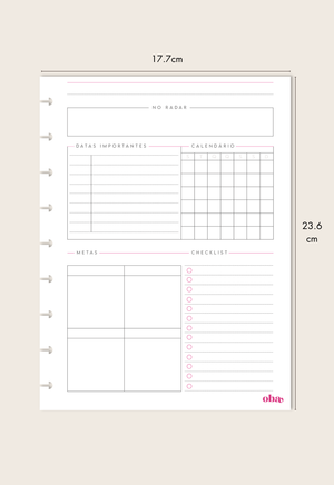 Refil Planner Mensal (6 meses)
