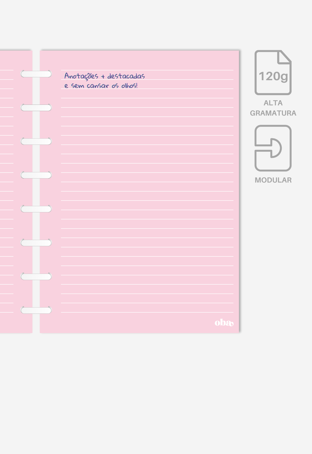 Miolo - Pautado Rosa (Linhas Brancas)