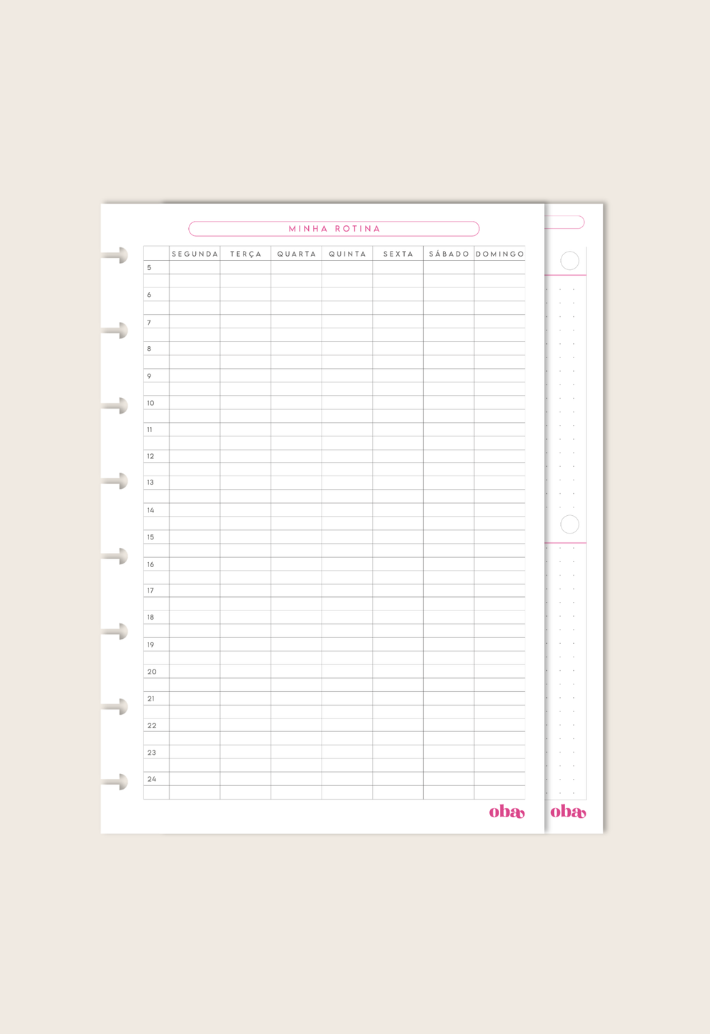 Refil Planner Semanal (6 meses)
