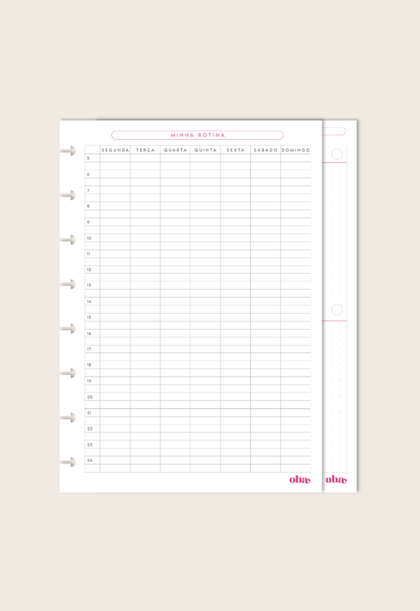 Refil Planner Semanal (6 meses)
