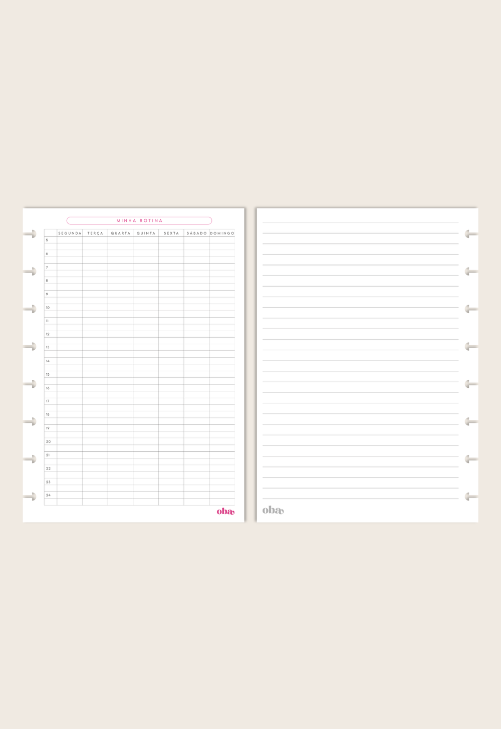 Refil Planner Semanal (6 meses)