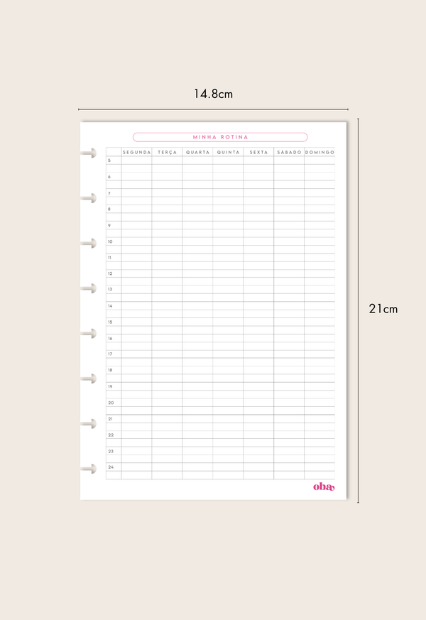Refil Planner Semanal (6 meses)